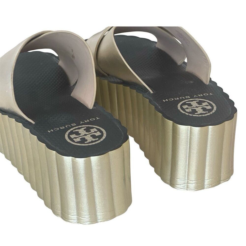 Tory Burch Silver and Black Platform Sandals - Picture 8 of 13